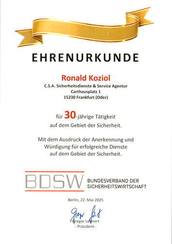 Ehrenurkunde