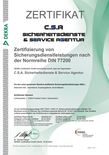 Zertifikat DIN-77200
